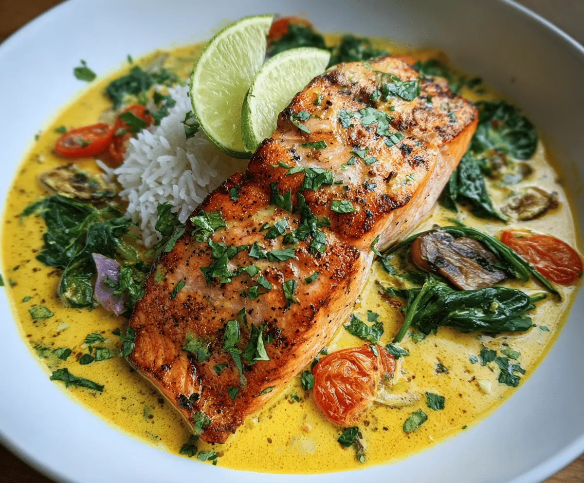 Easy One-Pan Coconut Curry Salmon with Garlic Butter