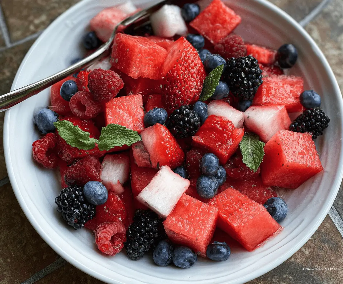 Easy Berry Watermelon Fruit Salad Recipe