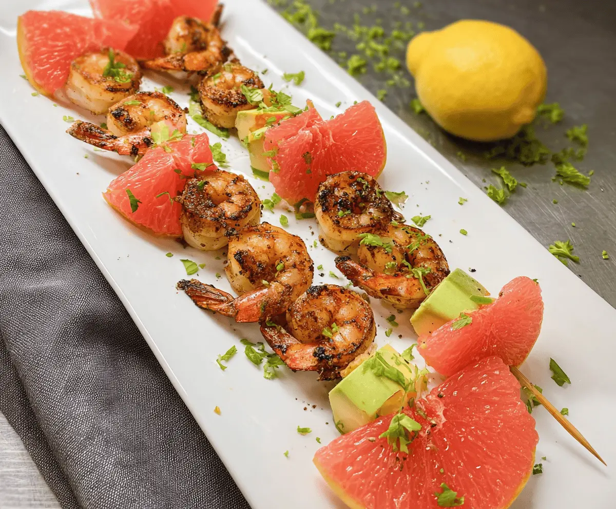 Easy Blackened Shrimp and Grapefruit Skewers