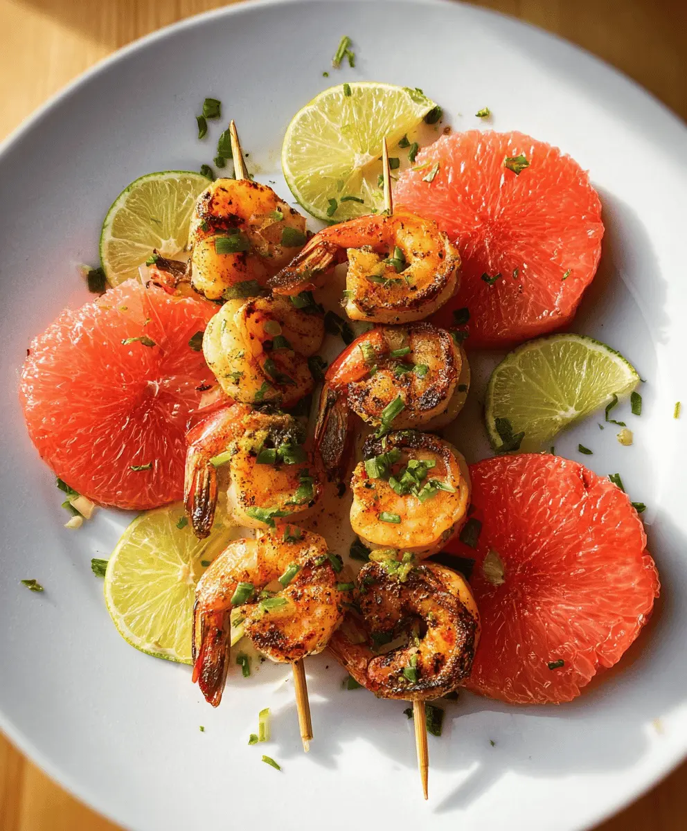 Easy Blackened Shrimp and Grapefruit Skewers