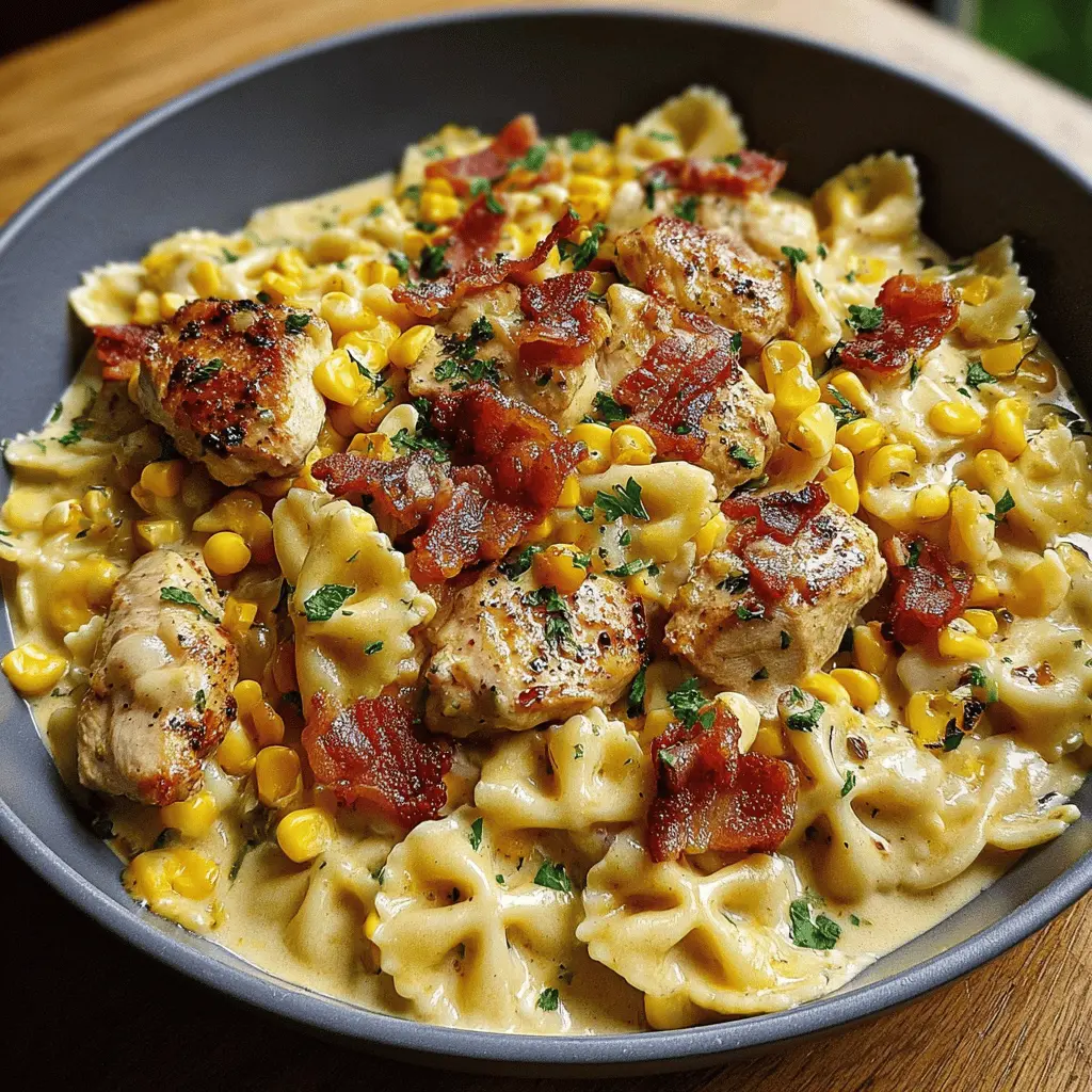 Creamy Chicken Corn Pasta with Bacon - Easy Comfort Meal