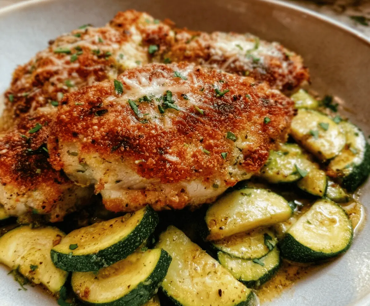 Easy Crispy Parmesan Garlic Chicken with Zucchini