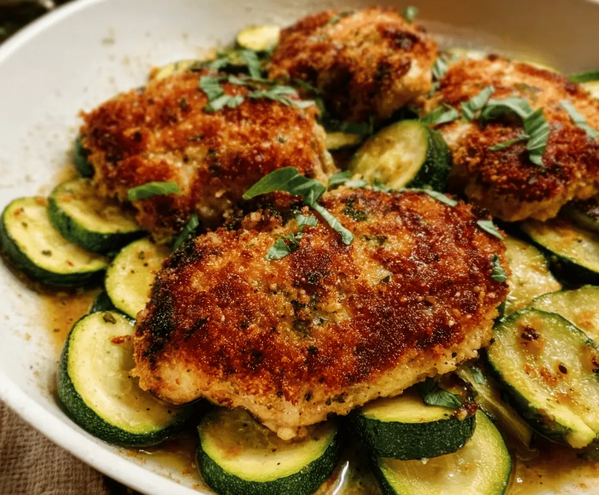 Easy Crispy Parmesan Garlic Chicken with Zucchini