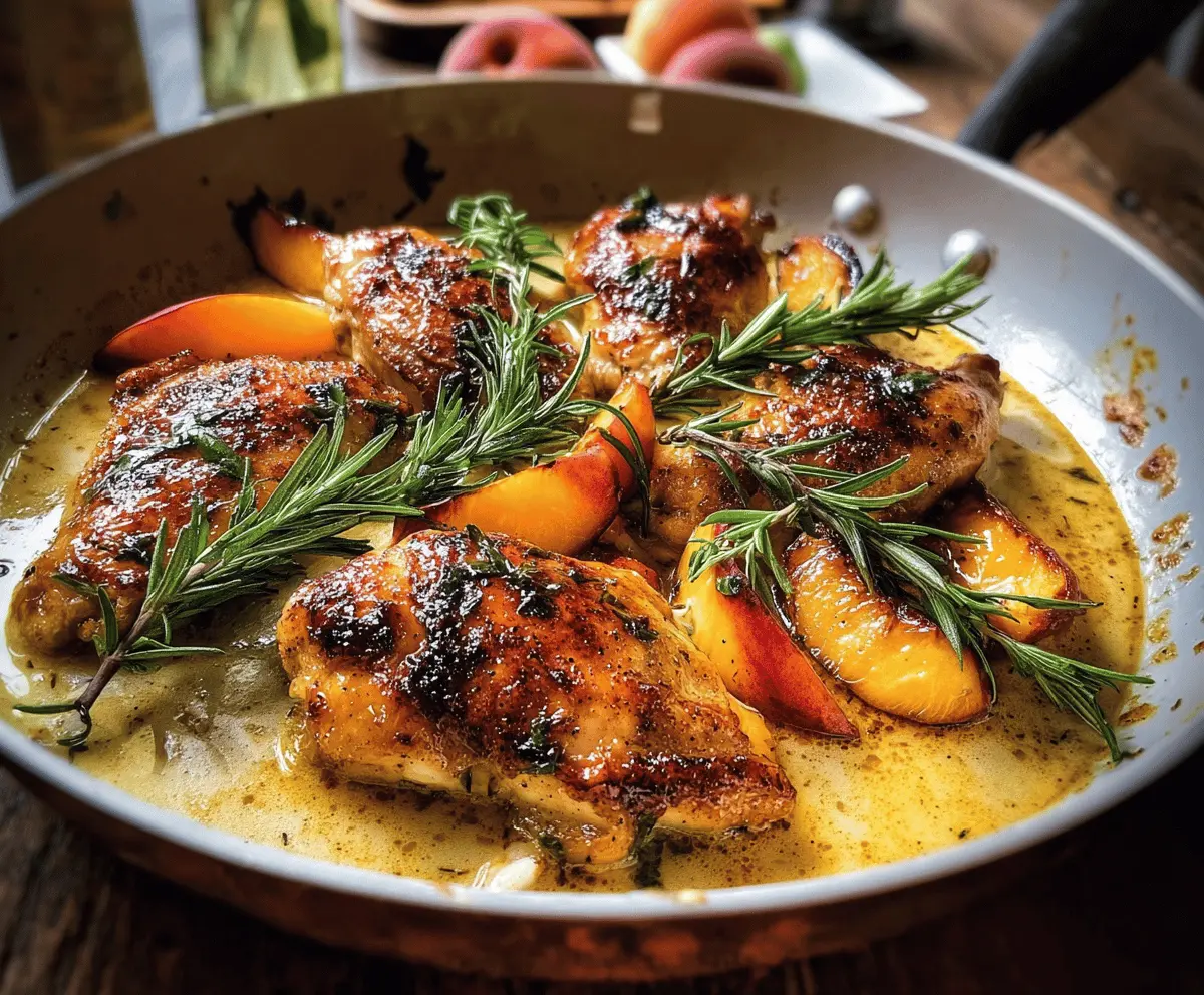 Easy Rosemary Peach Chicken in White Wine Sauce