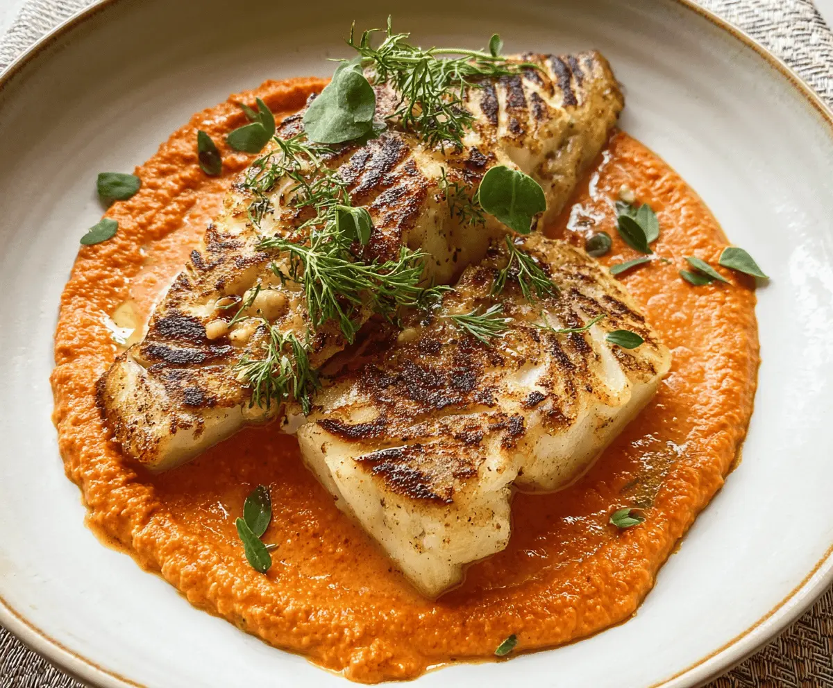 Easy Grilled Cod with Homemade Romesco Sauce