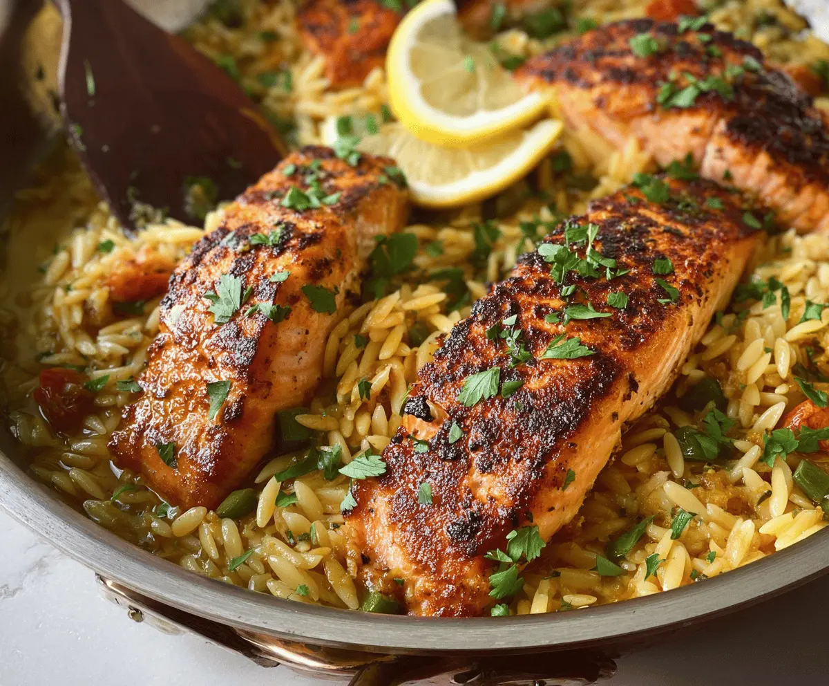 Easy Seared Salmon with Zesty Lemon Orzo