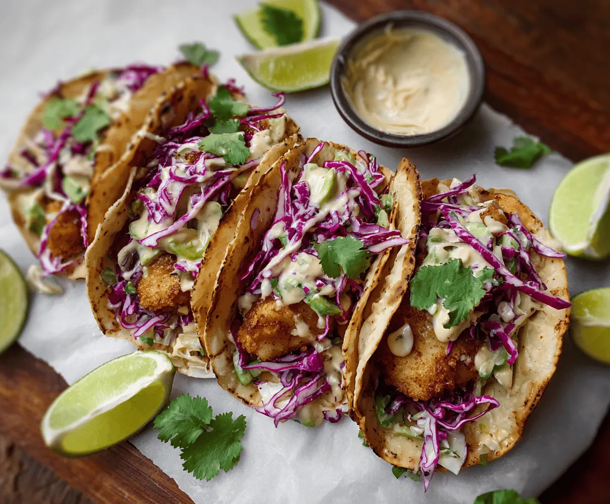 Easy Crispy Fish Tacos with Fresh Cilantro Lime Slaw