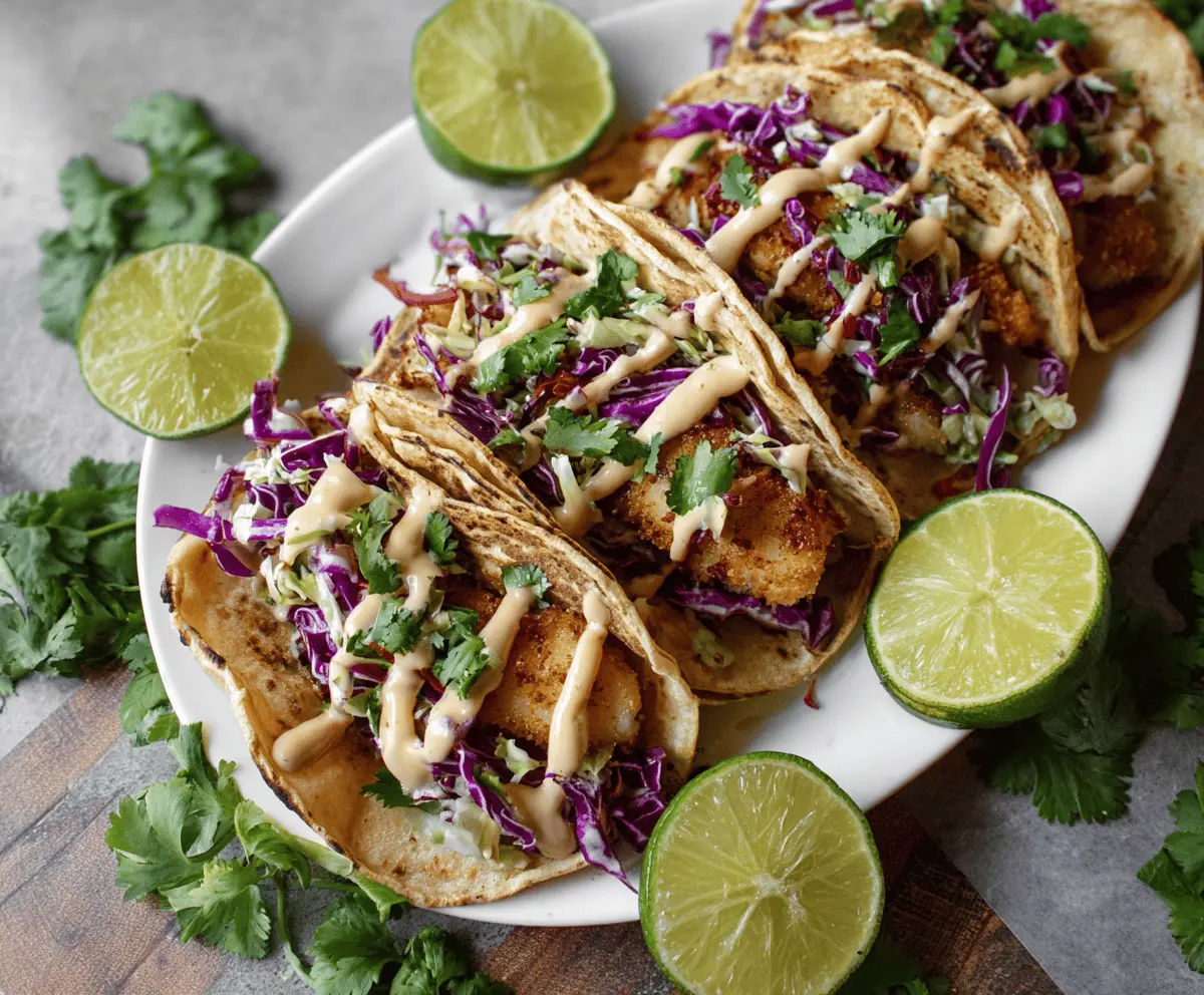 Easy Crispy Fish Tacos with Fresh Cilantro Lime Slaw