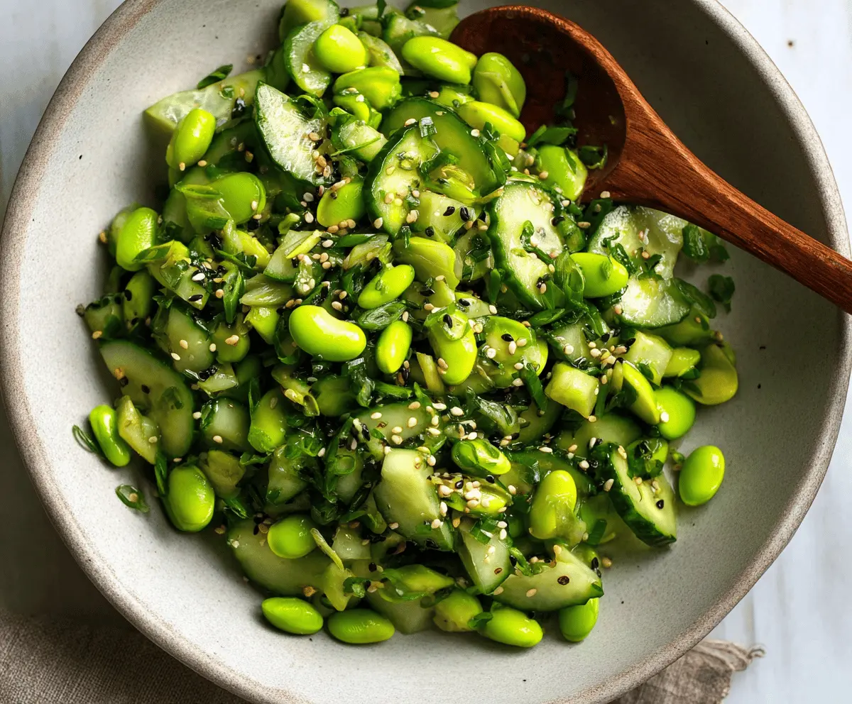 Easy Cucumber Edamame Salad With Ginger Dressing