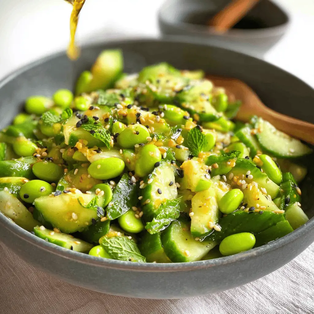 Easy Cucumber Edamame Salad With Ginger Dressing