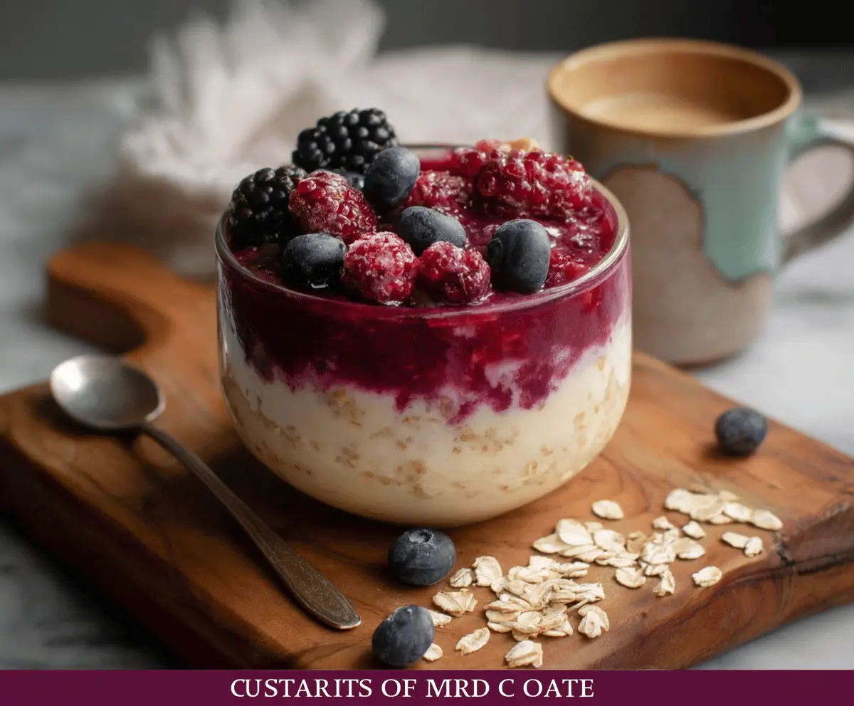 Easy Custard Oats with Mixed Berry Sauce