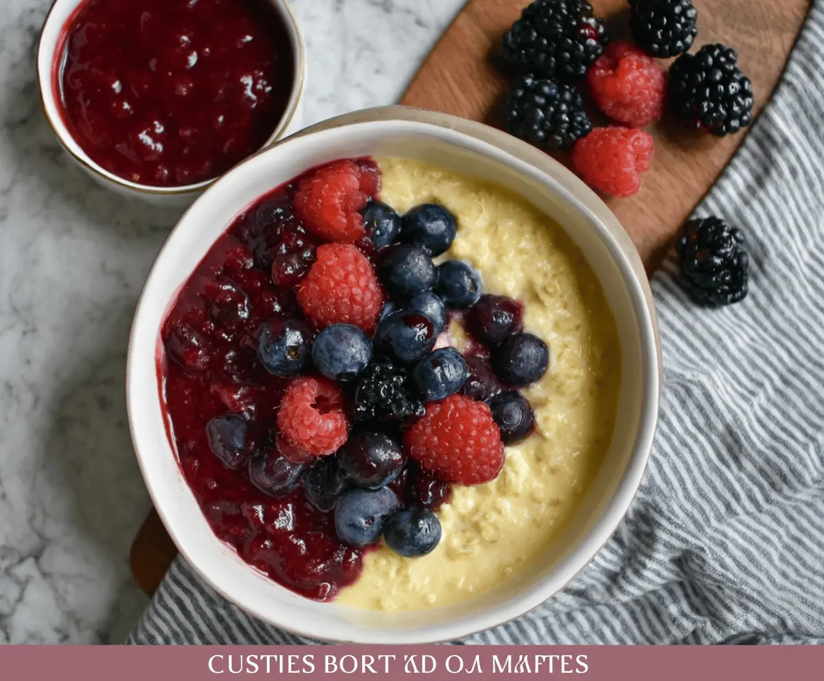 Easy Custard Oats with Mixed Berry Sauce