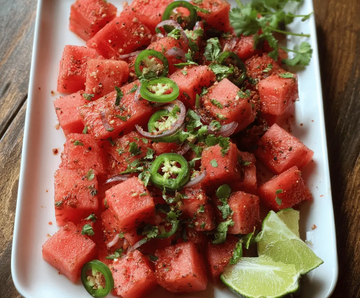 Spicy Watermelon Salad with Fresh Cilantro and Lime
