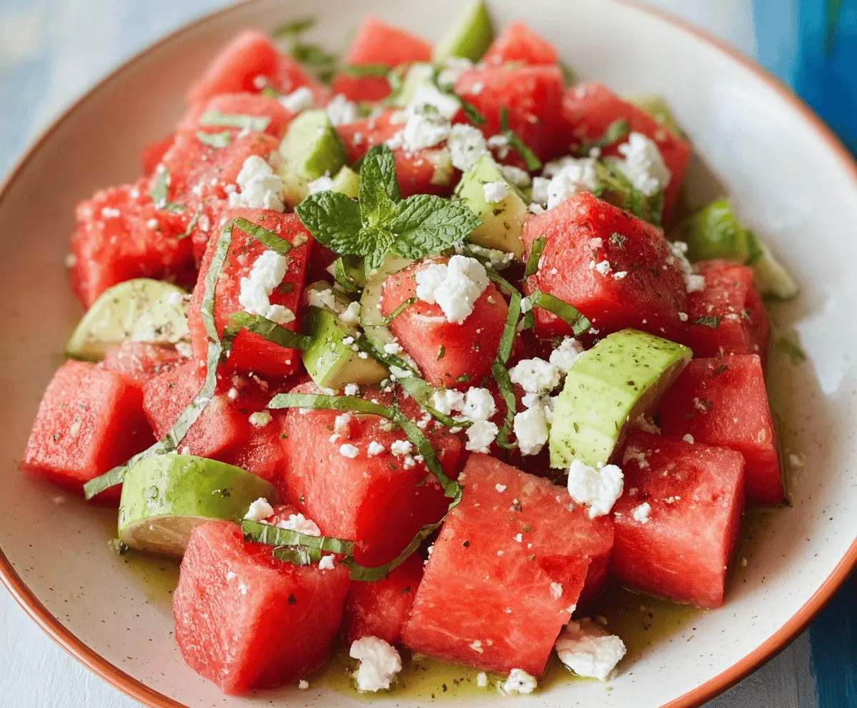 Fresh Watermelon Salad with Tangy Feta Cheese