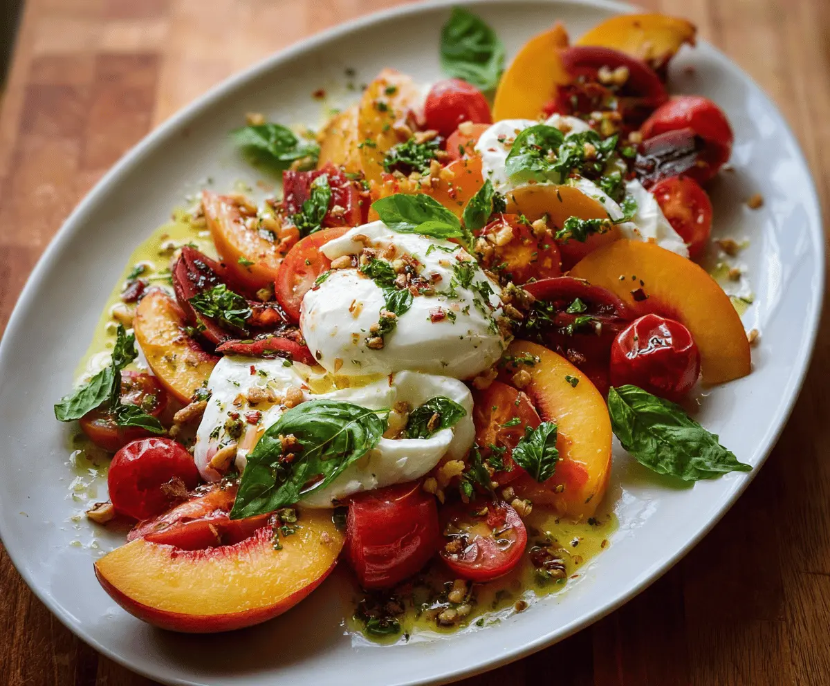 Fresh Peach Caprese Salad with Creamy Burrata