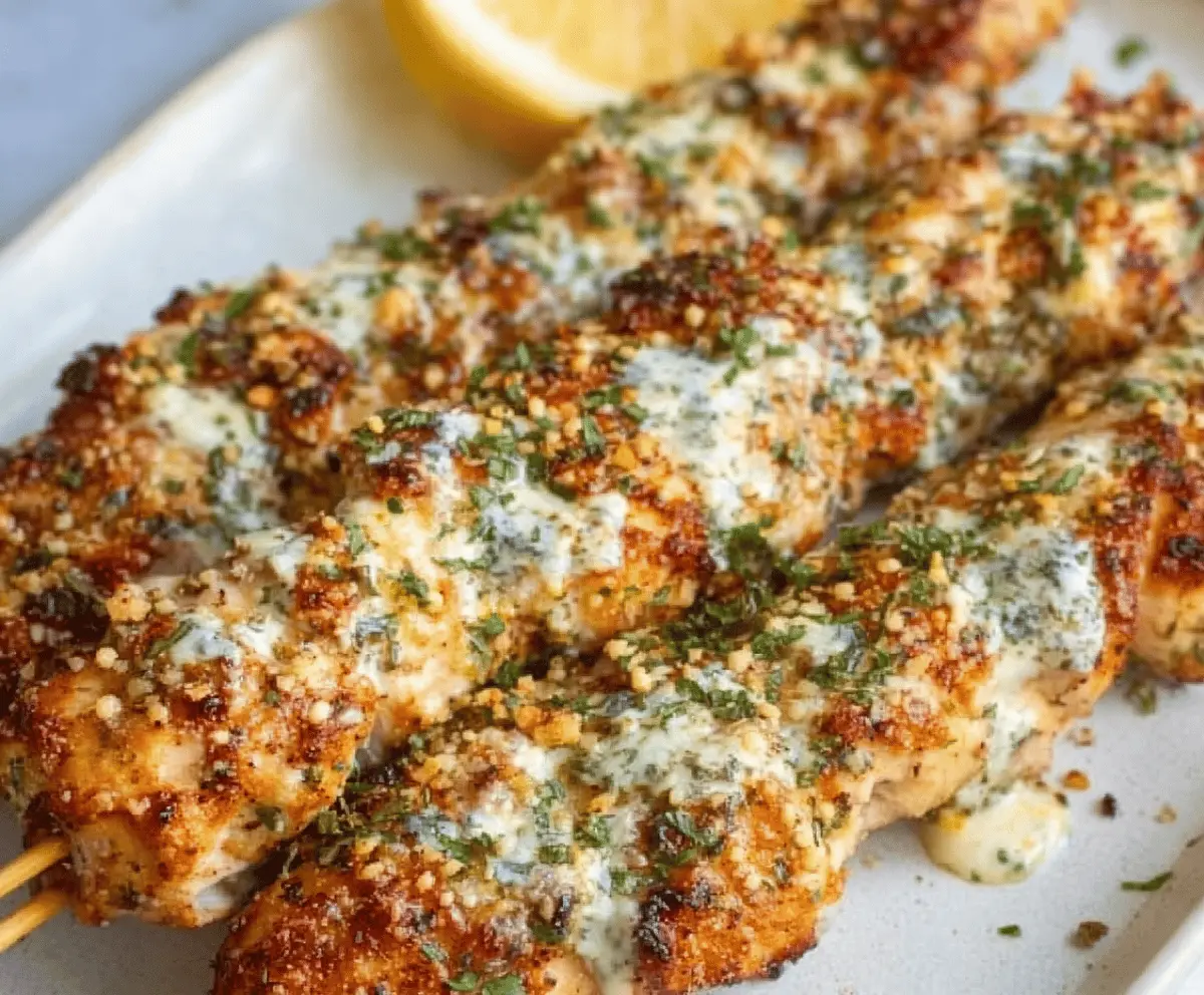 Easy Ranch Garlic Parmesan Chicken Skewers