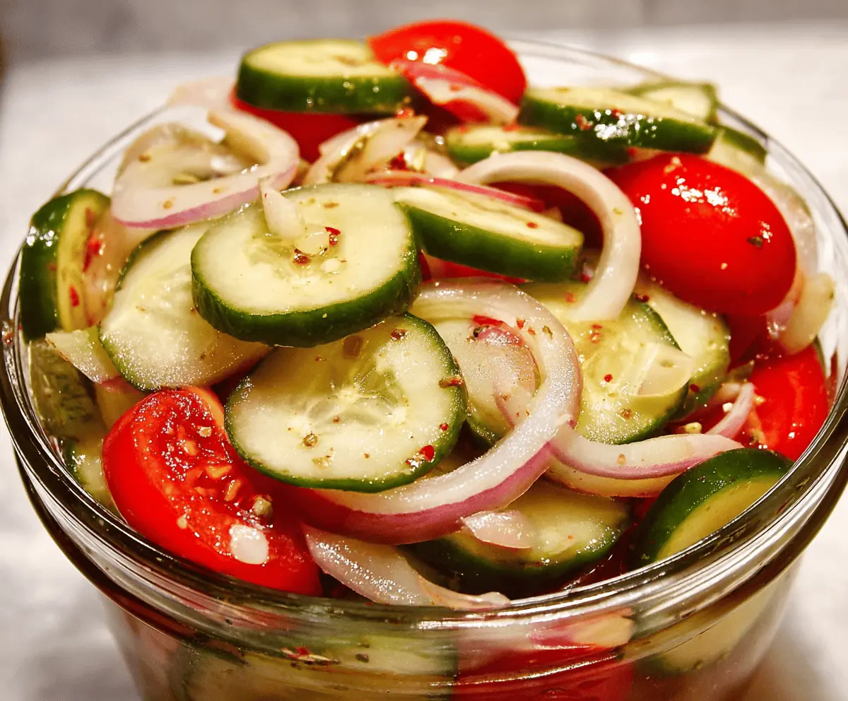 Easy Marinated Cucumbers, Onions & Tomatoes Recipe