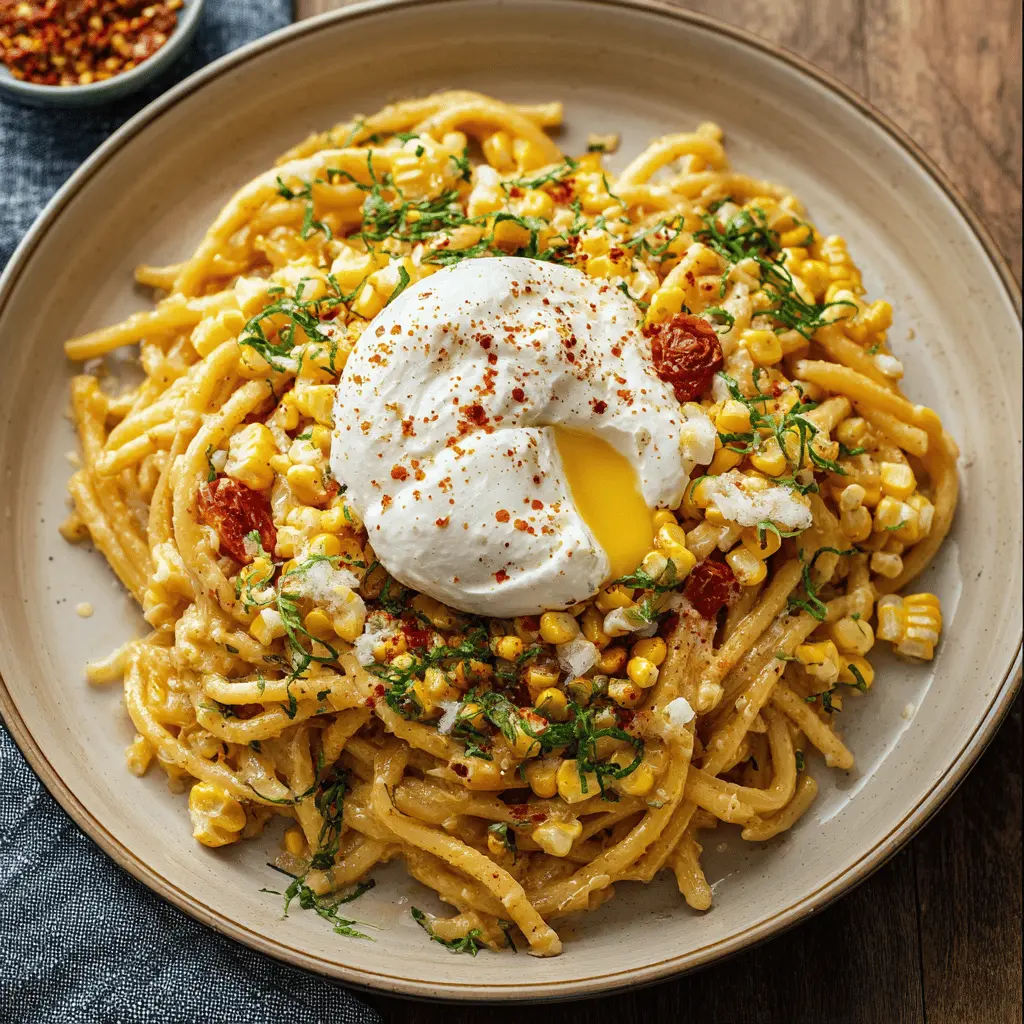 Creamy Sweet Corn and Burrata Pasta Recipe