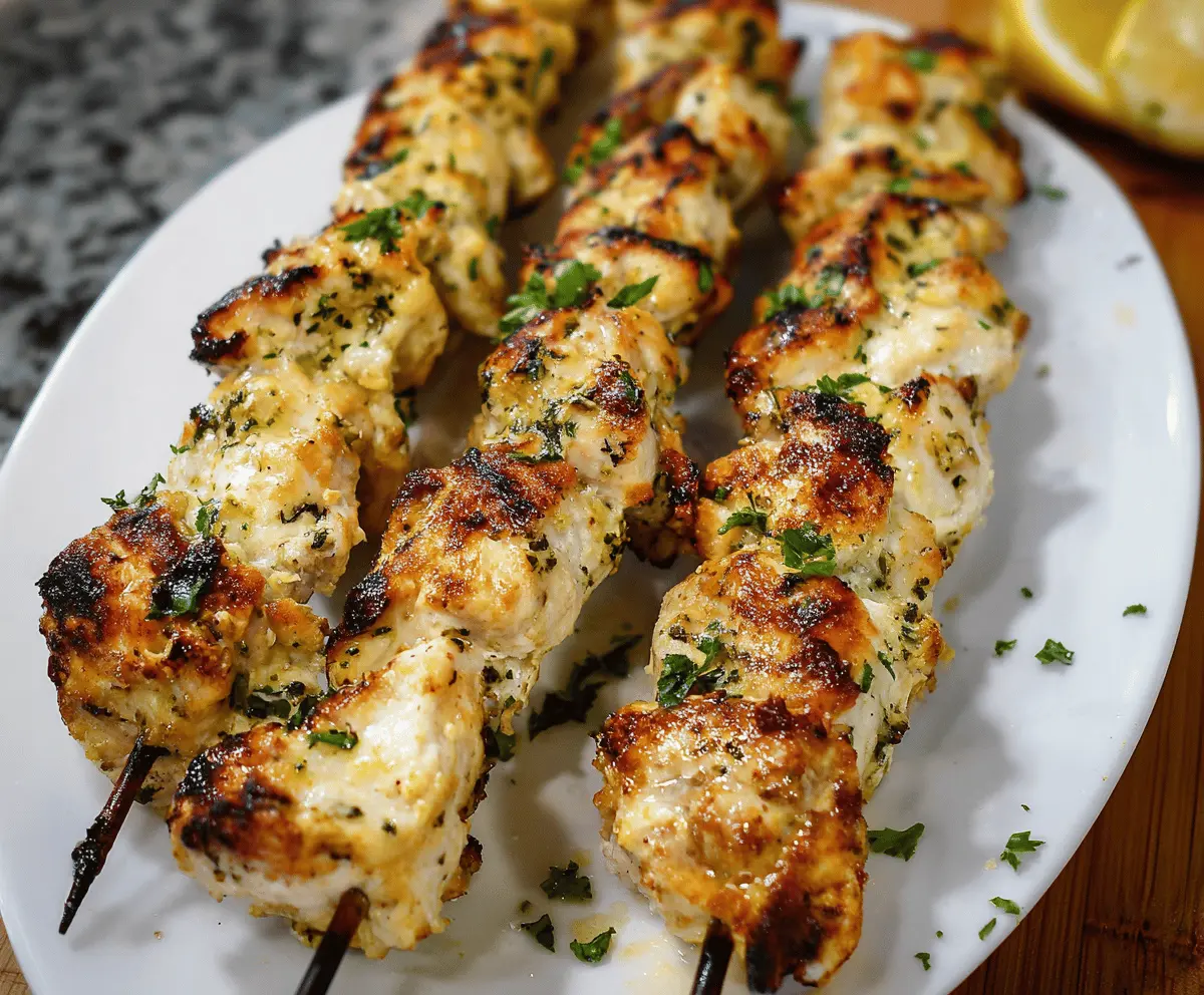 Easy Juicy Garlic Parmesan Chicken Kebabs Recipe
