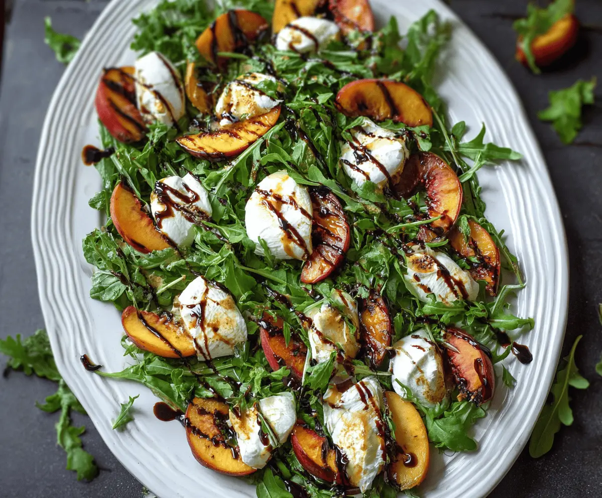 Grilled Peach Burrata Salad with Balsamic Drizzle