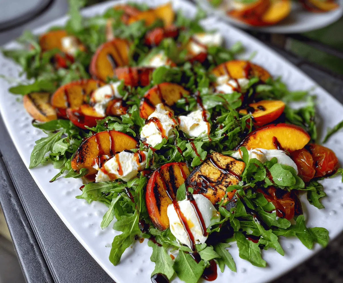 Grilled Peach Burrata Salad with Balsamic Drizzle