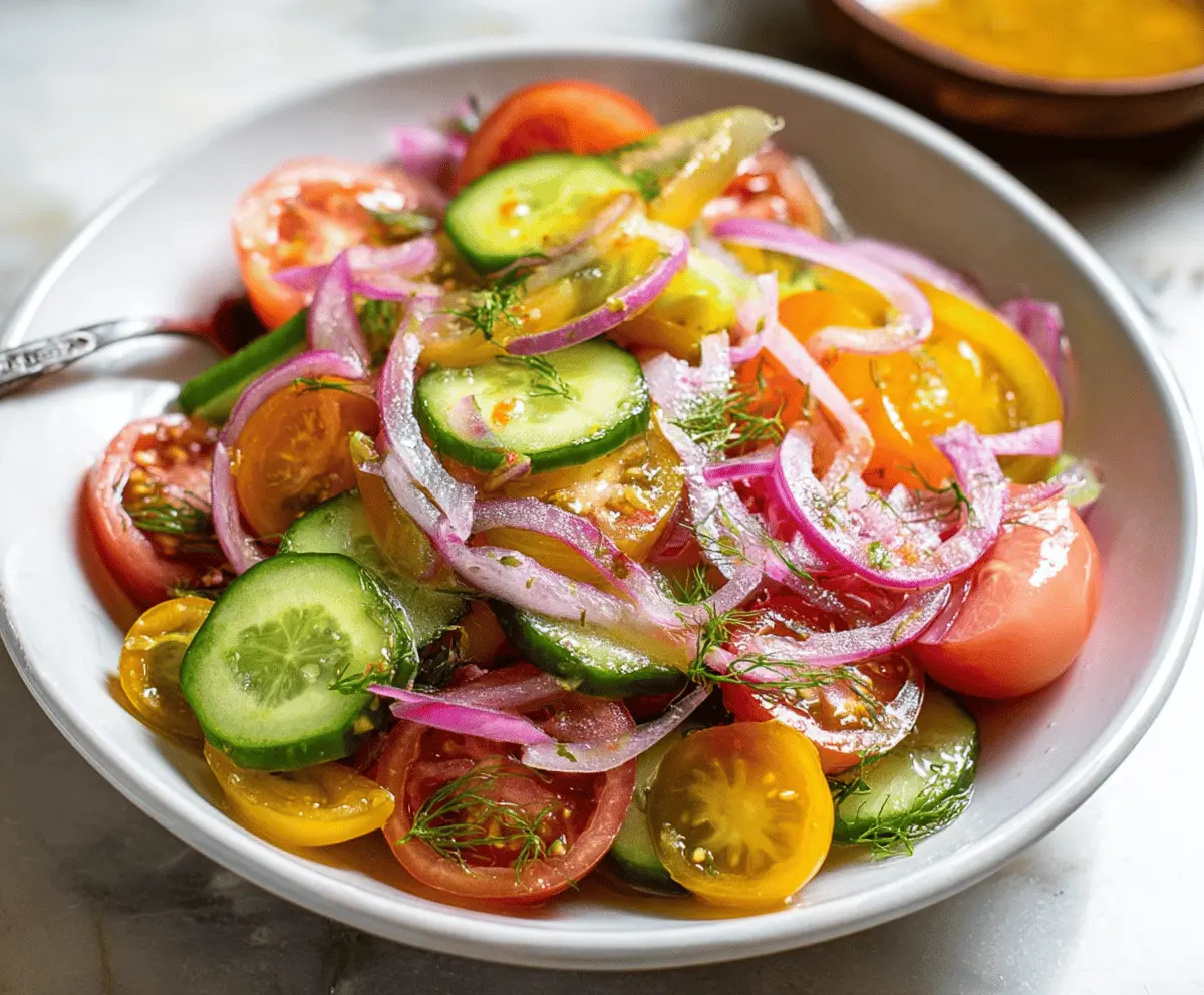 Fresh Cucumber and Heirloom Tomato Salad with Red Onions