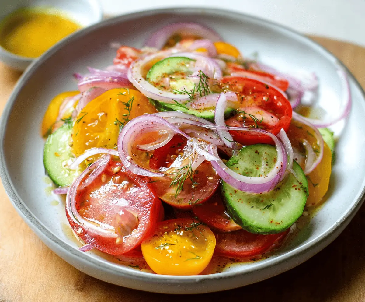 Fresh Cucumber and Heirloom Tomato Salad with Red Onions