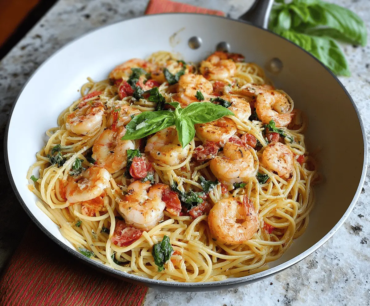 Easy Tomato Basil Shrimp Pasta Recipe