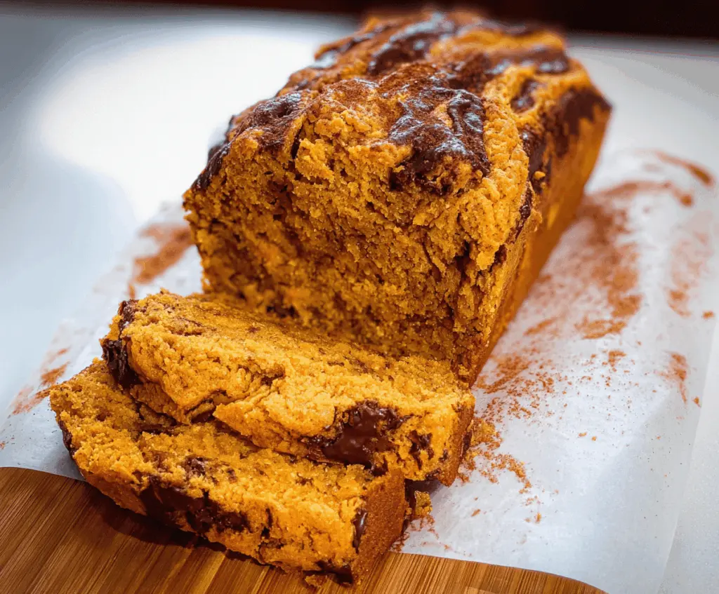 Delicious slice of sweet potato cinnamon bread topped with a drizzle of glaze, showcasing moist texture and warm cinnamon flavor