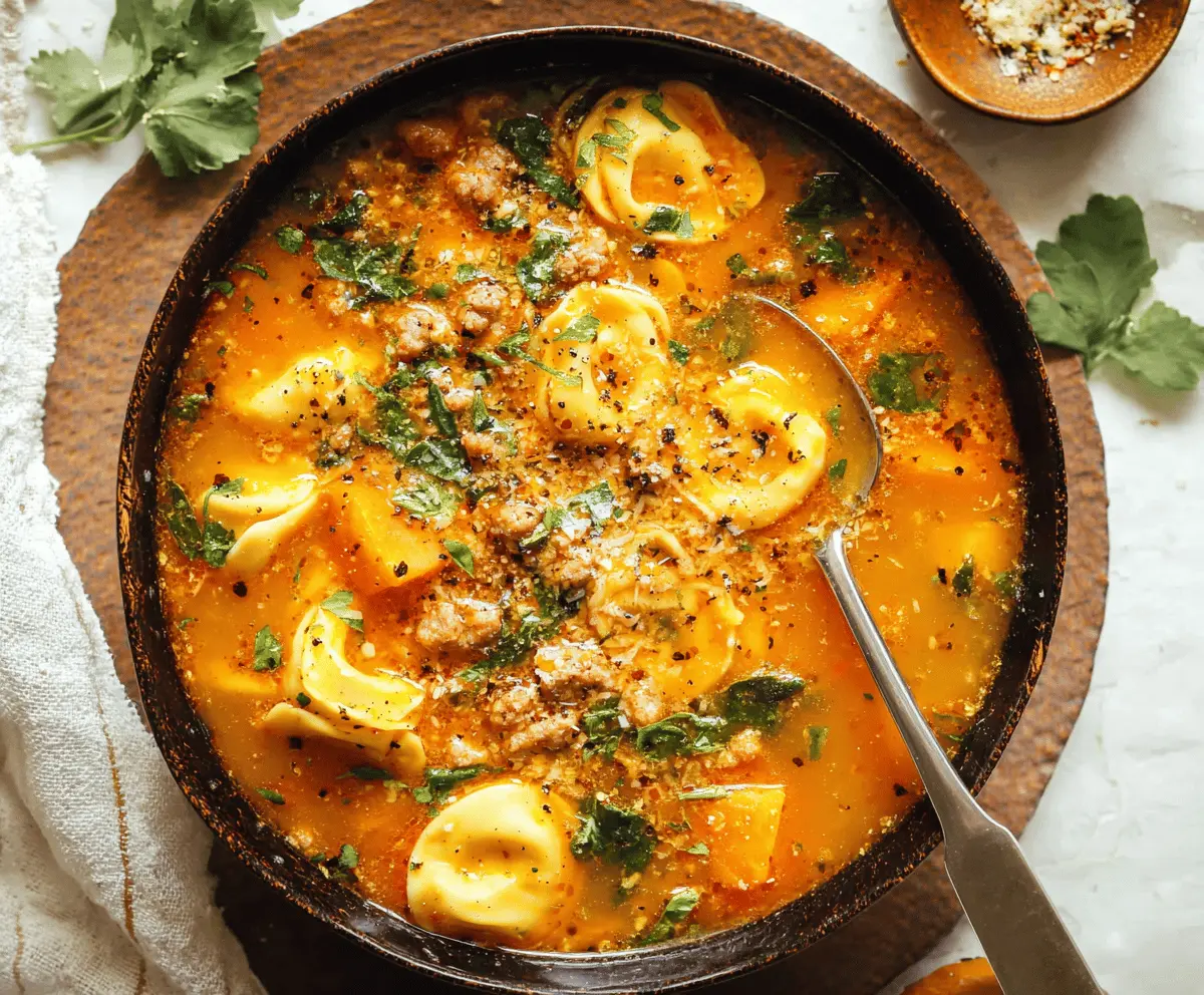 Butternut Squash, Sausage and Tortellini Soup