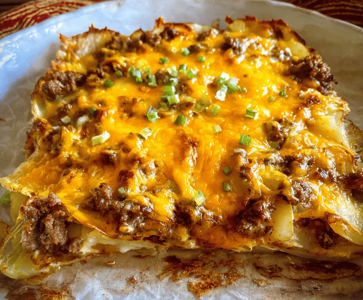 Cheesy Ground Beef And Potato Casserole