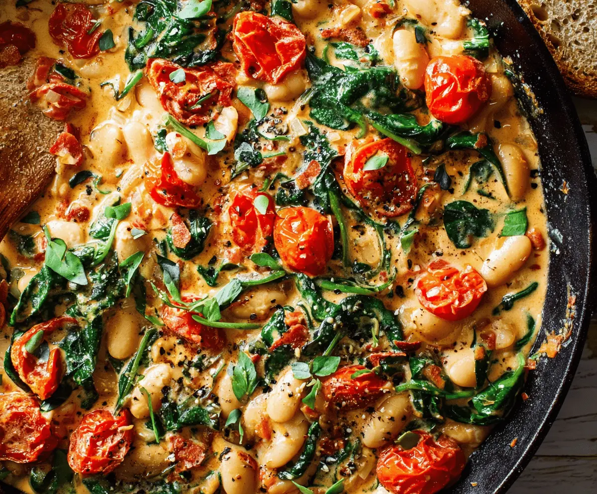 Creamy Tuscan White Bean Skillet 