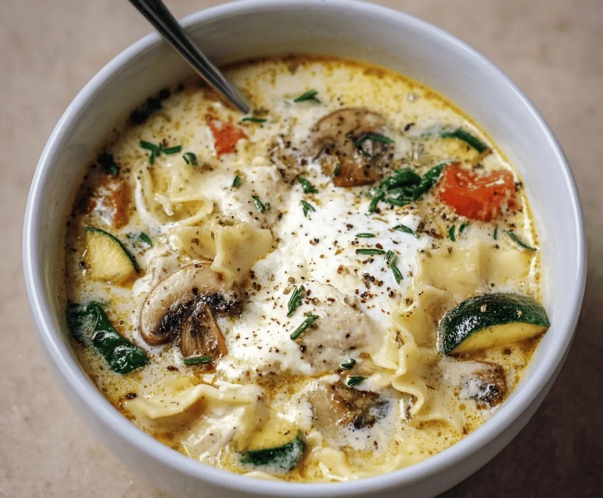 Creamy White Lasagna Soup with Veggies
