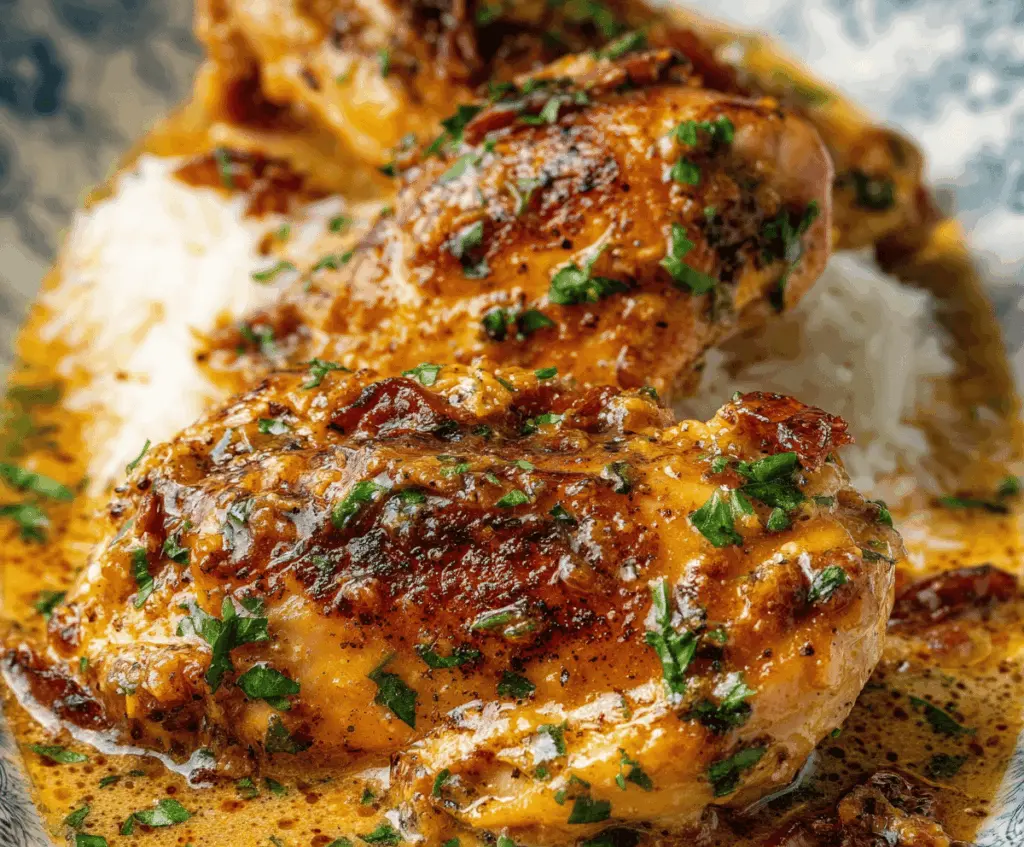 Creamy Crockpot Marry Me Chicken served with fresh herbs and vegetables in a slow cooker, perfect for romantic dinners
