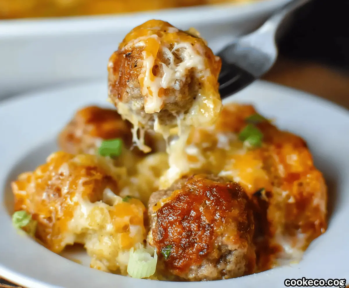 Easy Cheesy Meatball Tater Tot Casserole