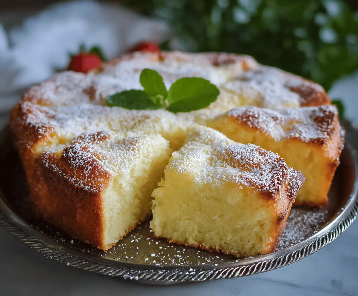 Delicious French Butter Cake with golden crust and soft interior, perfect for dessert lovers.