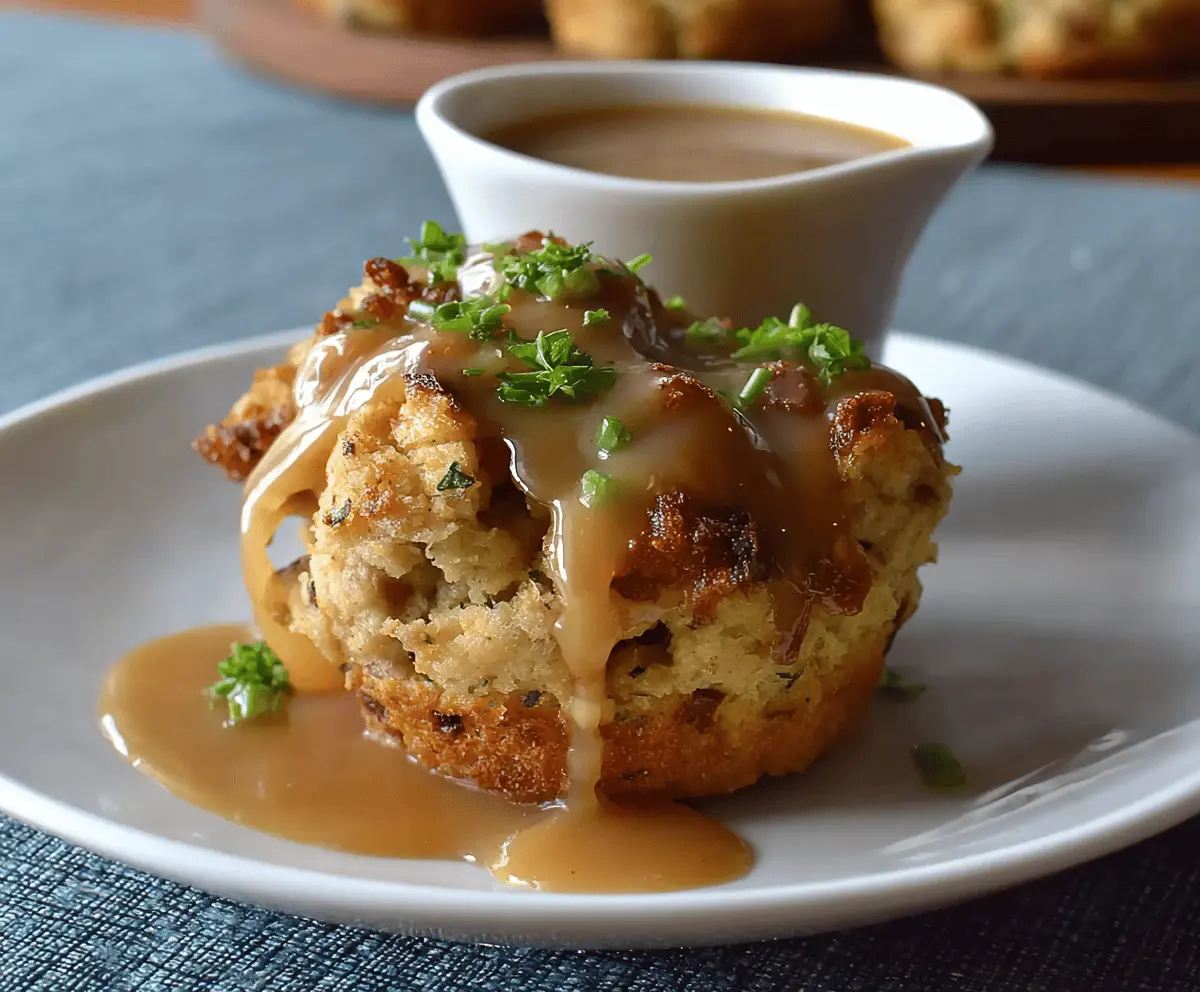 Gravy-Stuffed Stuffing Muffins