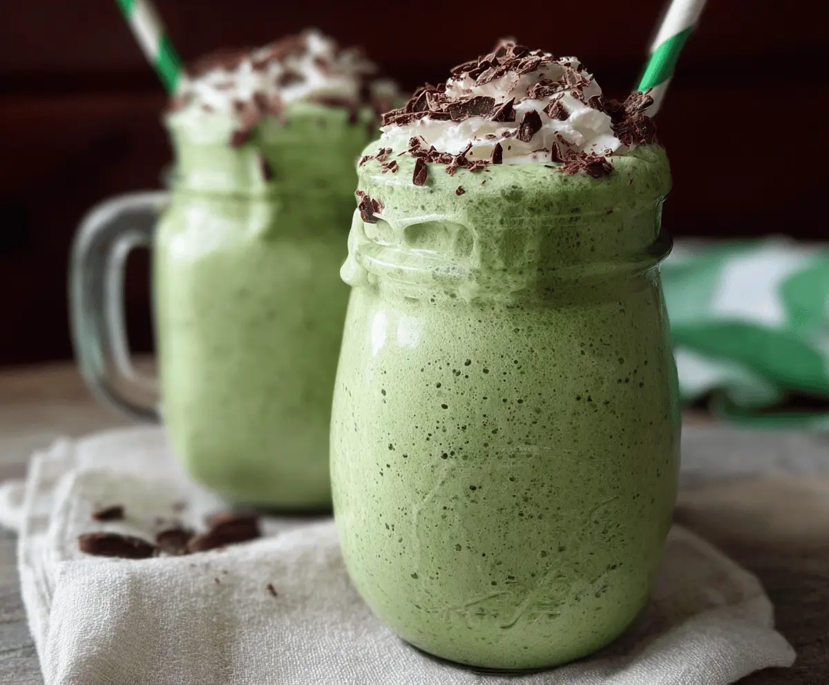 Healthy Shamrock Shake in a glass with whipped cream and mint garnish, perfect for St. Patrick's Day