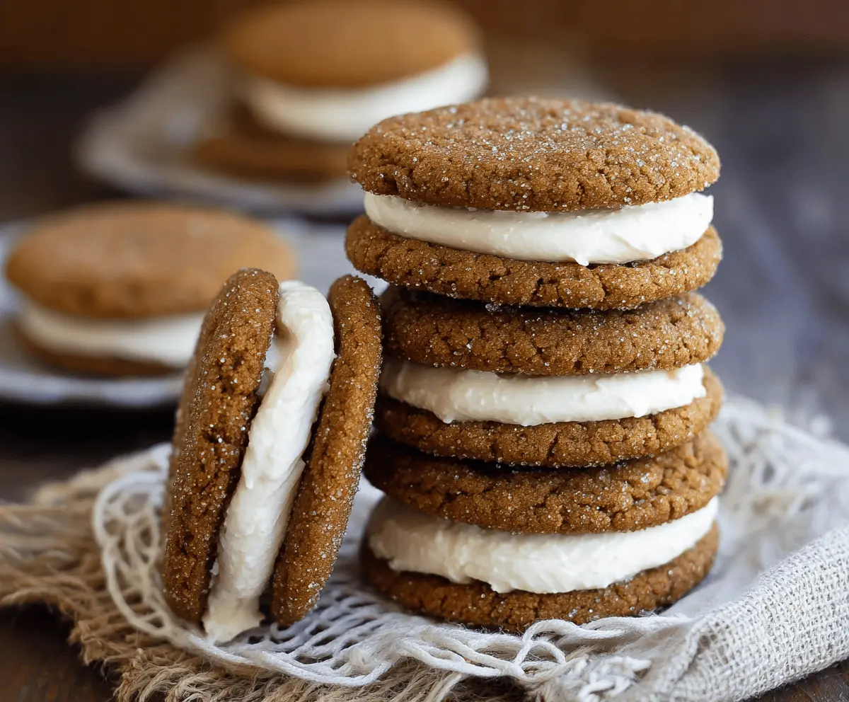 Delicious molasses cream pie cookies with a golden-brown crust and rich filling on a rustic plate.