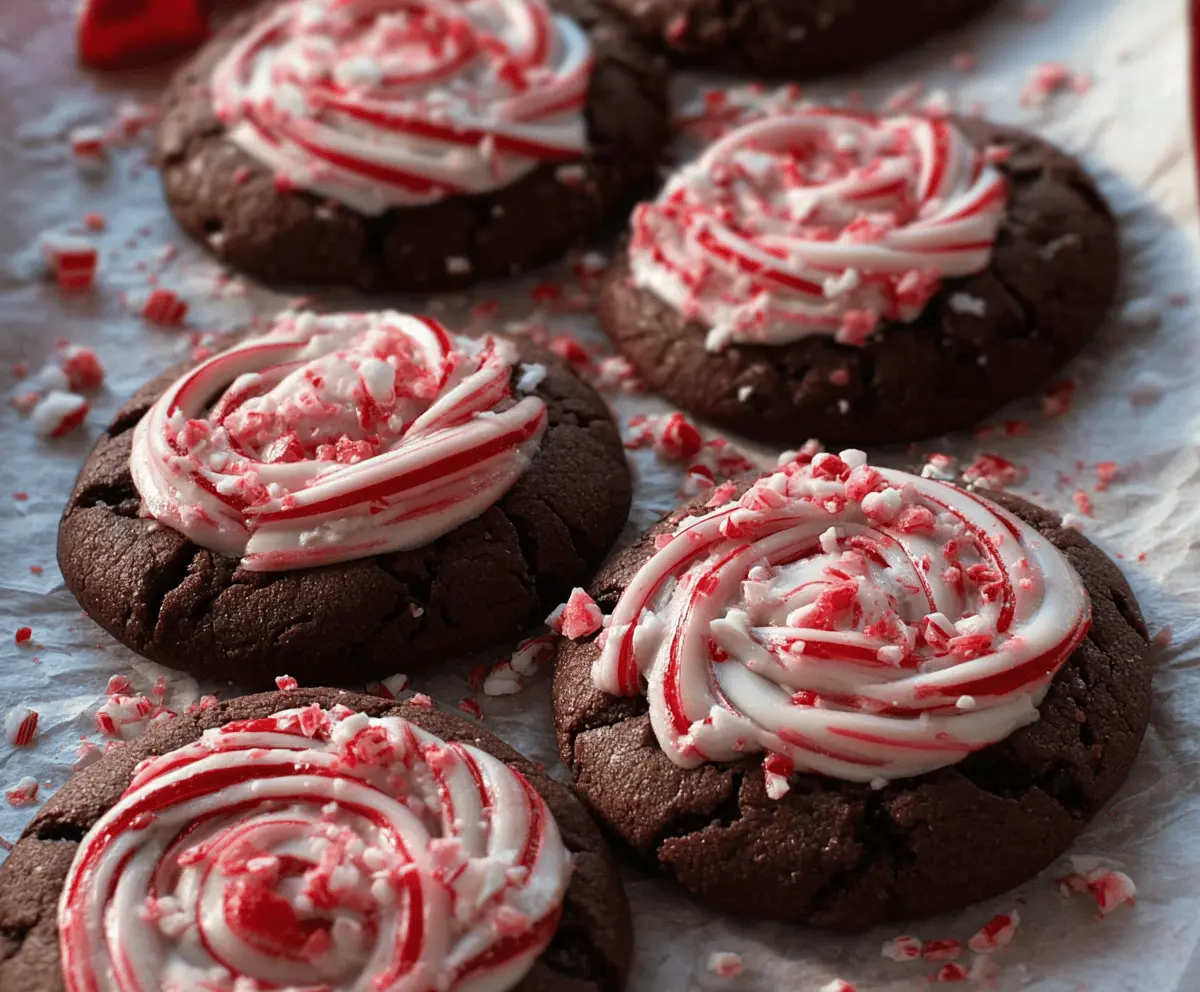 Delicious peppermint chocolate cookies with a festive holiday decoration.