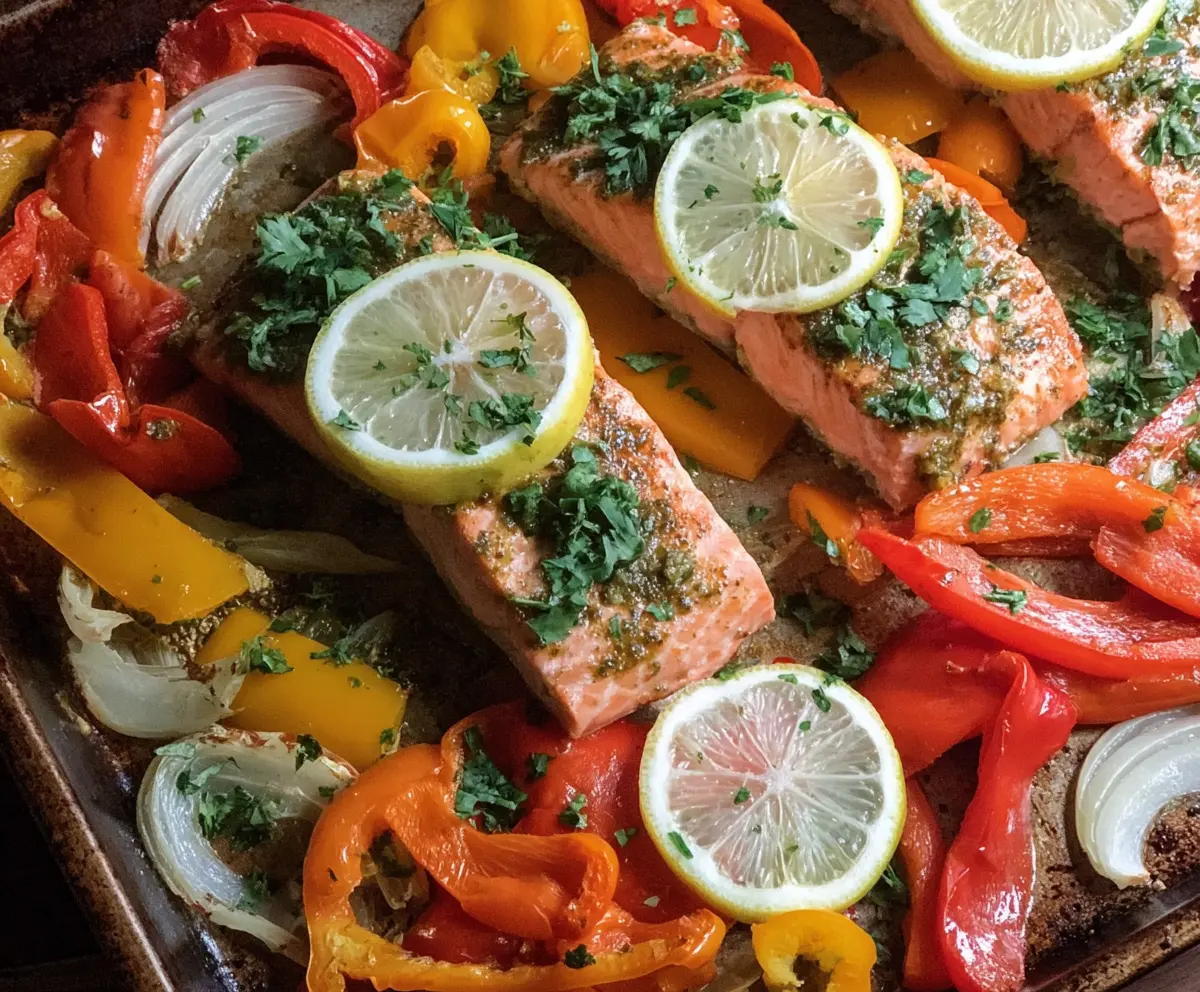 Sheet Pan Salmon and Bell Pepper Dinner