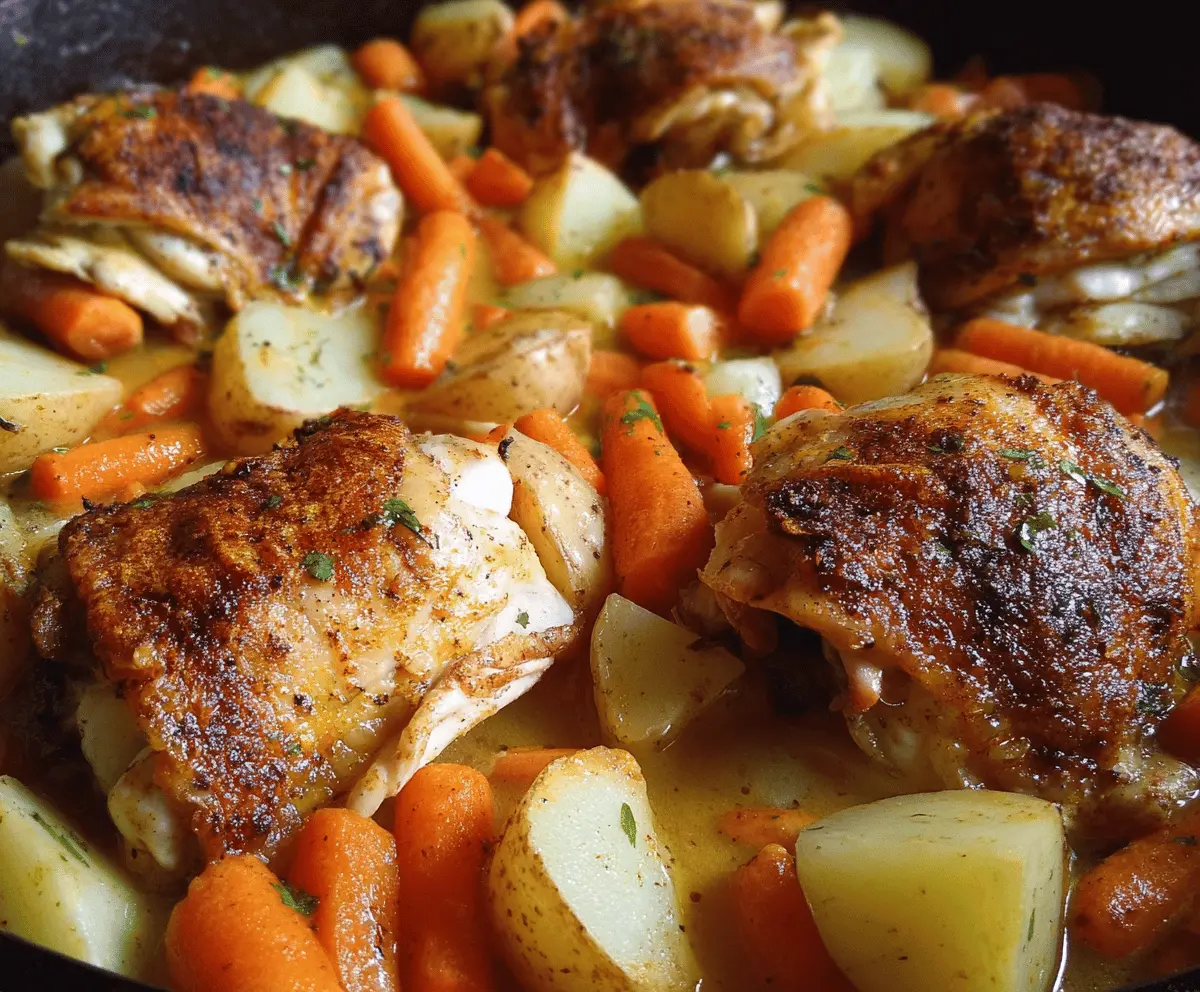 Skillet Chicken Thighs with Carrots and Potatoes