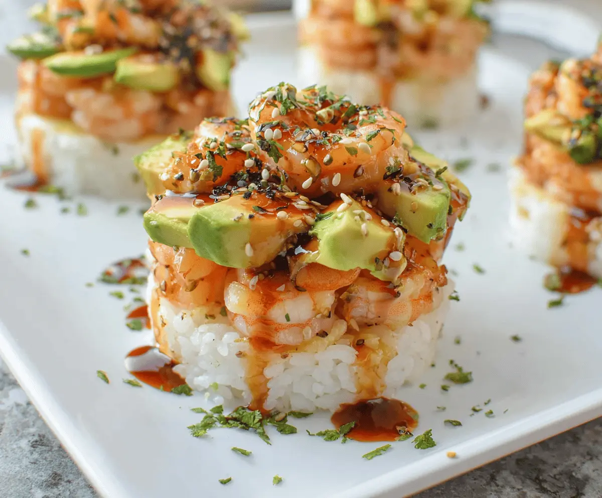 Spicy Shrimp Sushi Stacks 