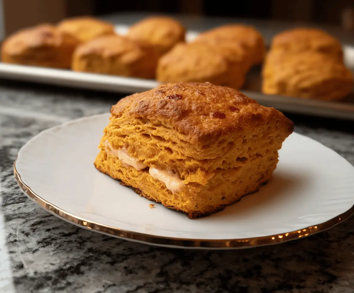 Golden-brown sweet potato biscuits fresh out of the oven, perfect for breakfast or snacking.