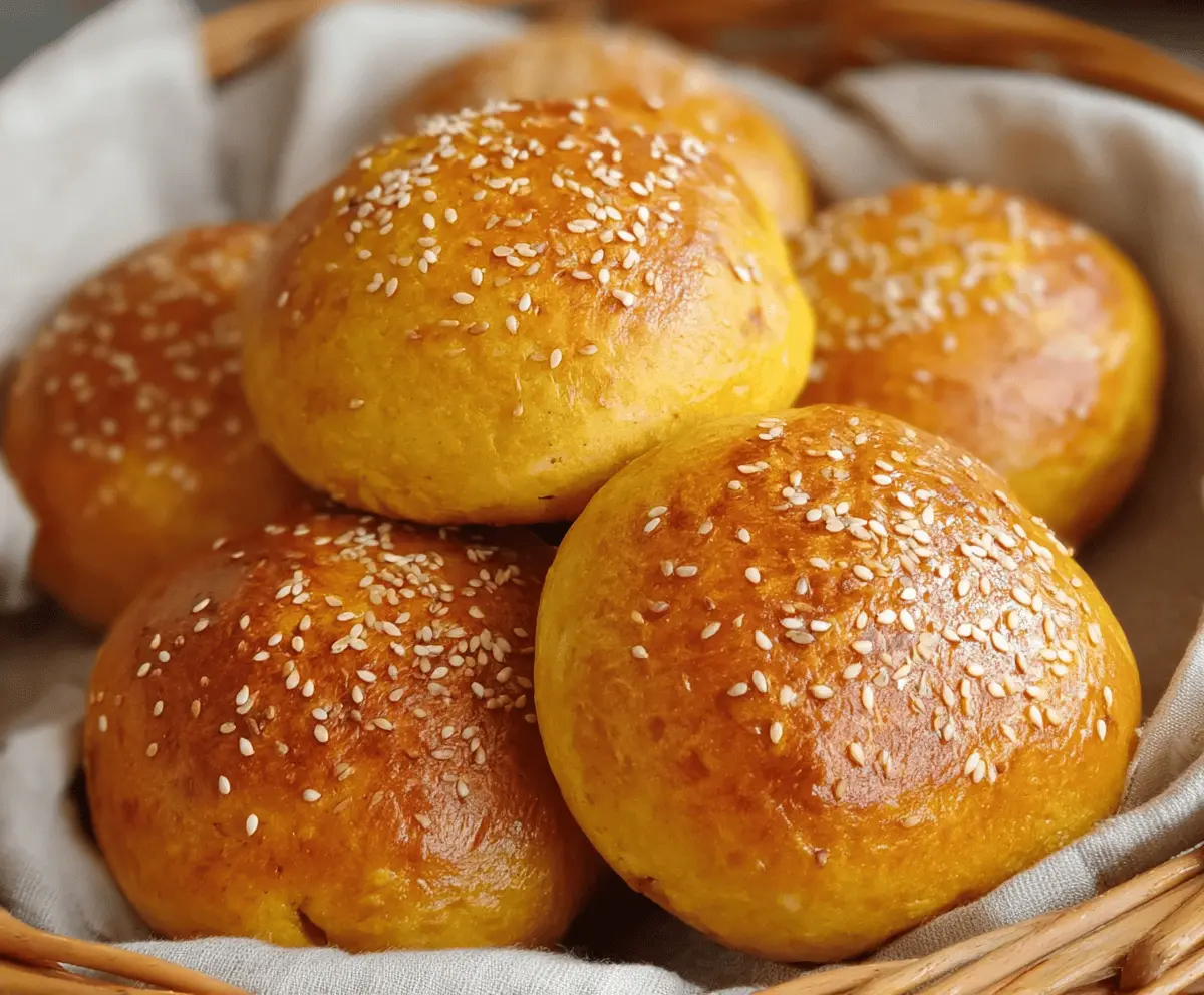 Delicious homemade sweet potato buns with a soft, golden crust and vibrant orange color.