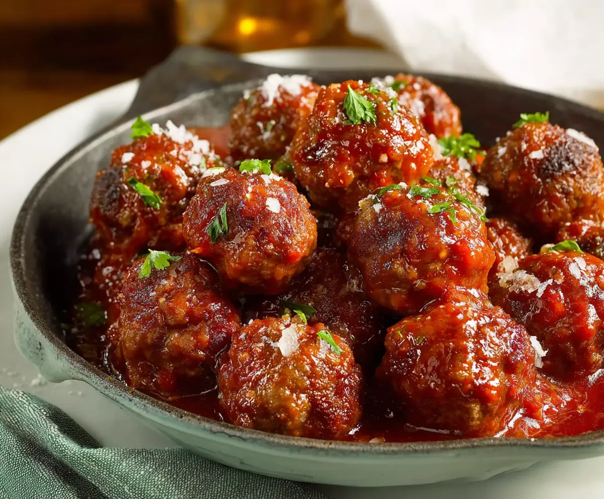 Delicious Cape Cod Cocktail Meatballs served on a platter, perfect for parties and appetizers.