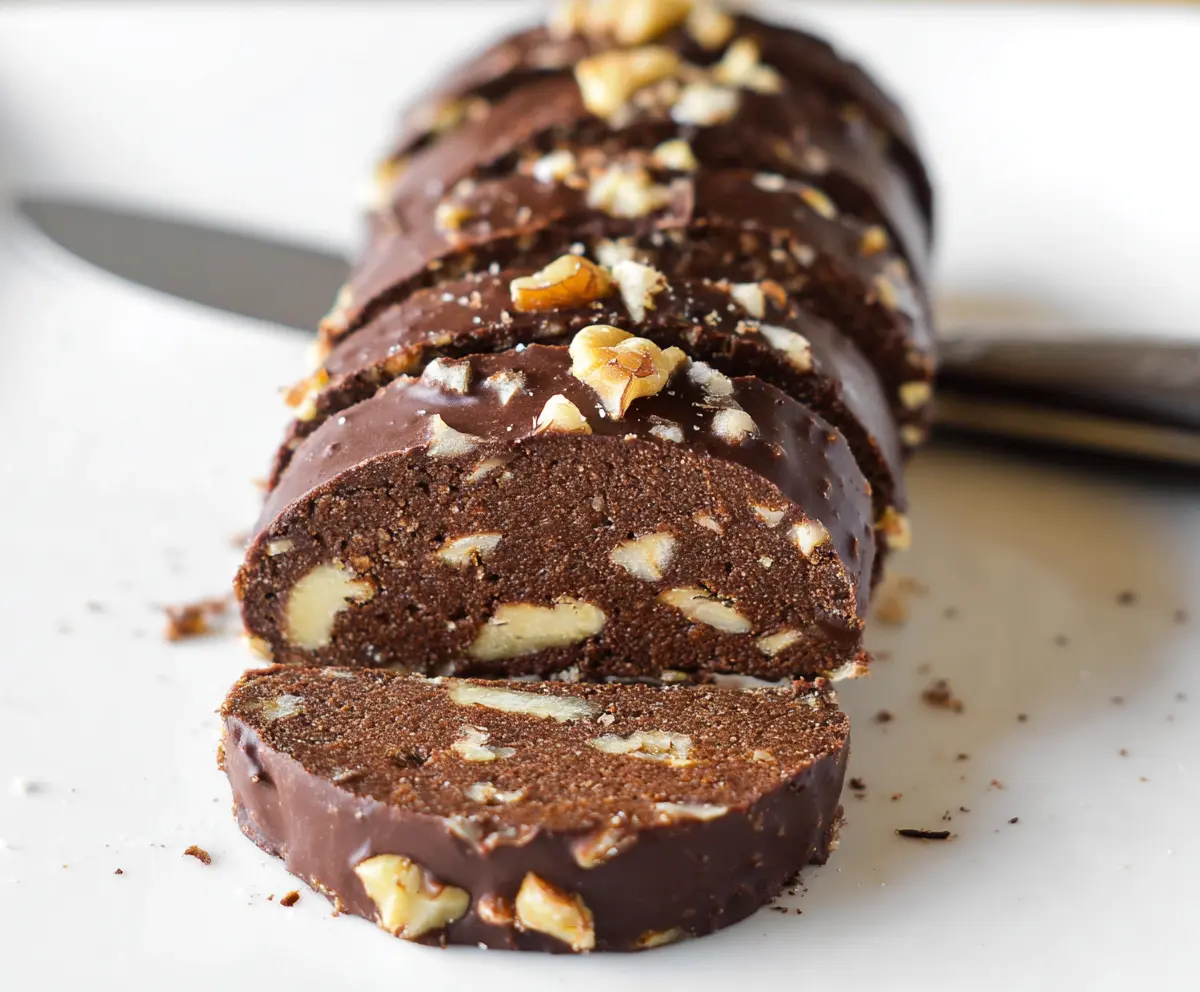 Delicious chocolate walnut shortbread cookies on a rustic tray, perfect for dessert or tea time.