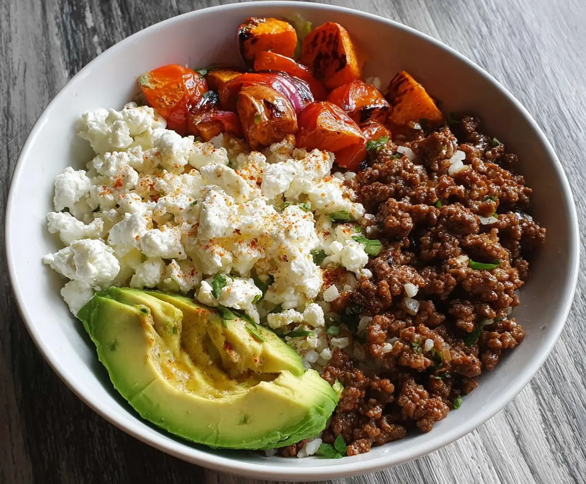 Ground Beef Power Bowl with Avocado & Cottage Cheese