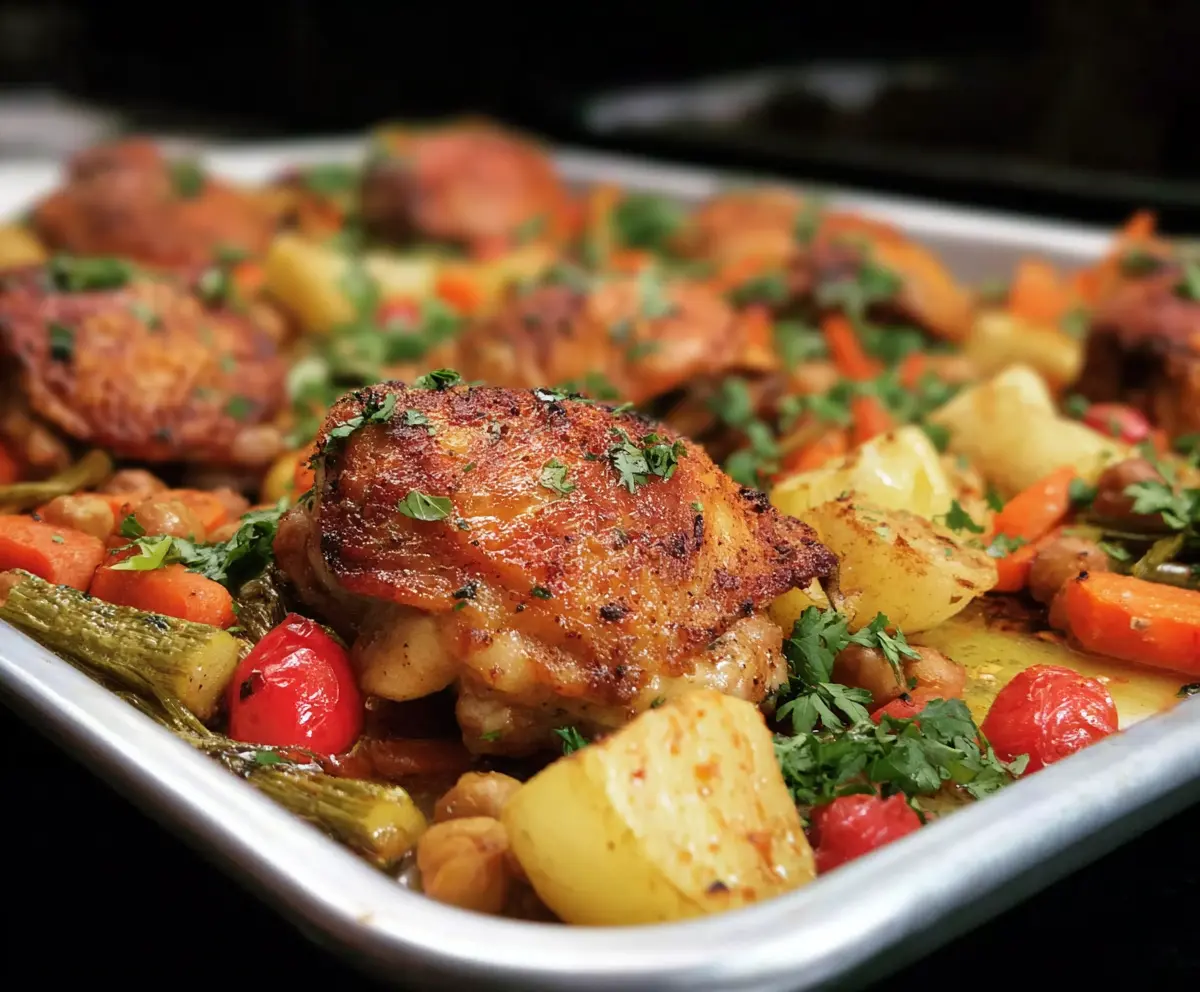 Moroccan Chicken Thigh Sheet Pan Dinner