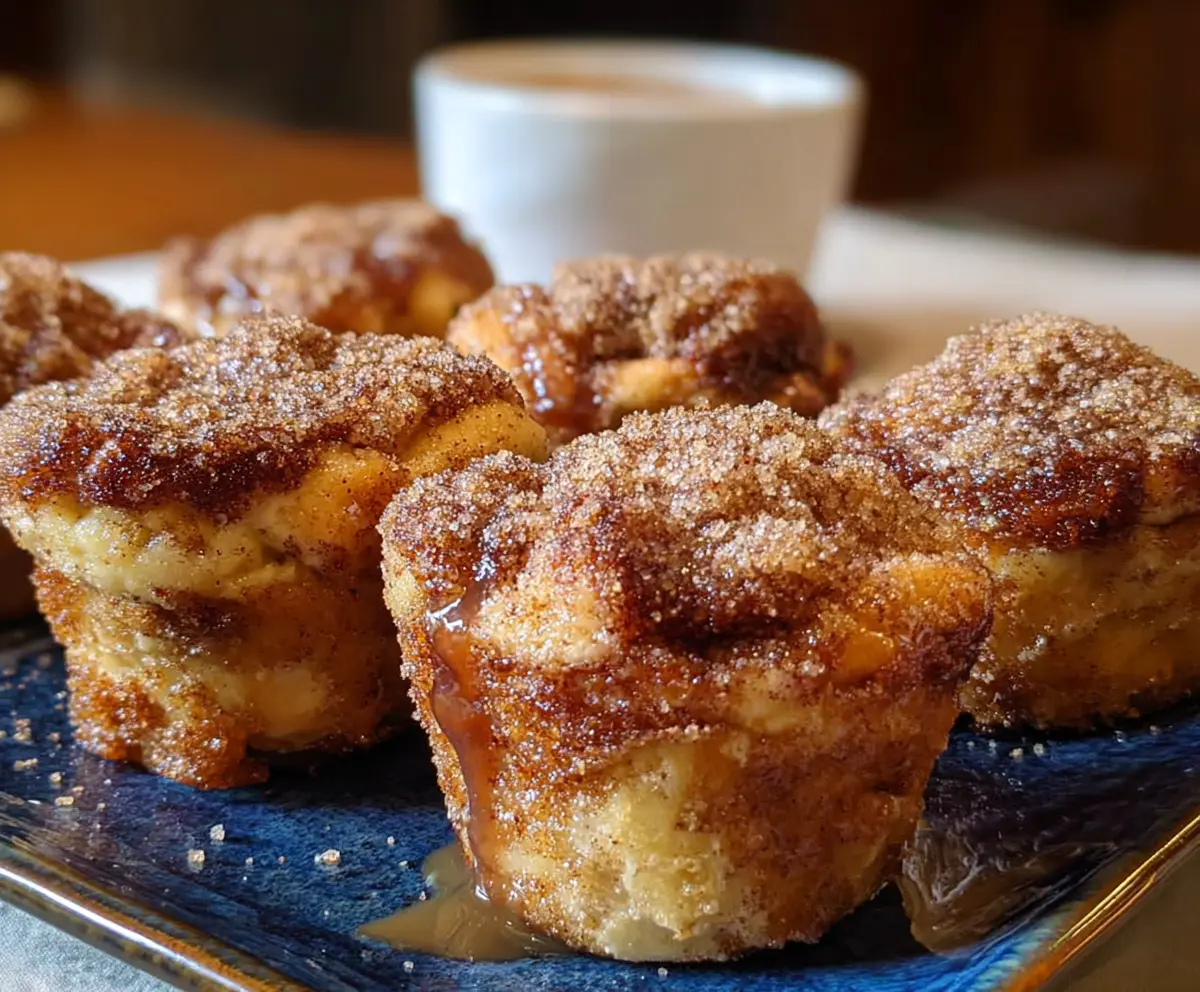 Delicious Cinnamon Sugar French Toast Muffins with golden crust and sweet toppings.